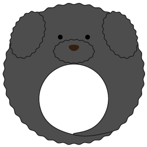 黒色のトイプードルの被り物（丸顔用・サムネイル）