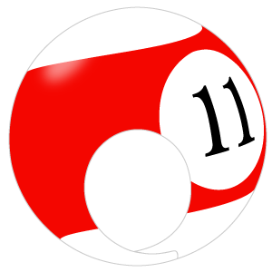 ビリヤード11番ボールの被り物（斜め・サムネイル）