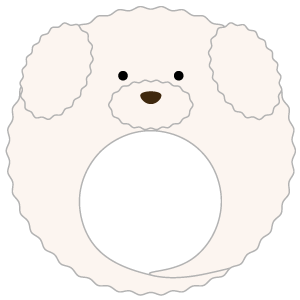 白色のトイプードルの被り物（丸顔用・サムネイル）