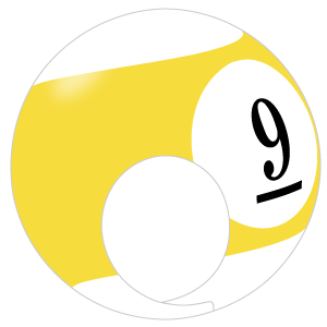 ビリヤード9番ボールの被り物（斜め・サムネイル）