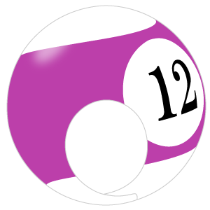 ビリヤード12番ボールの被り物（斜め・サムネイル）