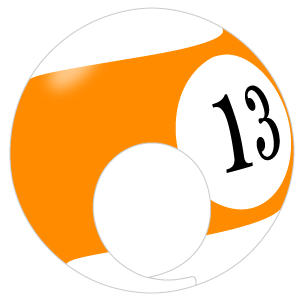 ビリヤード13番ボールの被り物（斜め・サムネイル）