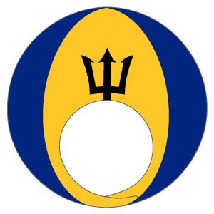 バルバドス国旗の被り物（丸顔用・サムネイル）