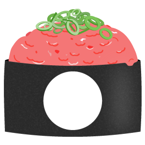 ねぎトロ軍艦巻きの被り物（丸顔用・サムネ）