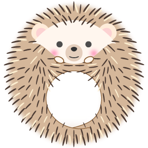 防御状態のハリネズミの被り物（丸顔用・サムネイル）