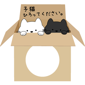 捨て猫が入った段ボール箱の被り物（丸顔用・サムネイル）