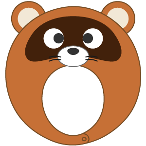 色違いタヌキの被り物（面長顔用・サムネ）