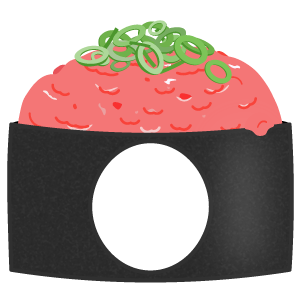 ねぎトロ軍艦巻きの被り物（面長顔用・サムネ）