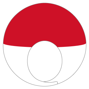 モナコ国旗の被り物（面長顔用・サムネイル）