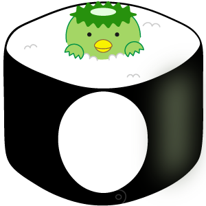 かっぱ（河童）巻きの被り物（面長顔用・サムネ）