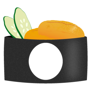 ウニ軍艦巻きの被り物（面長顔用・サムネ）