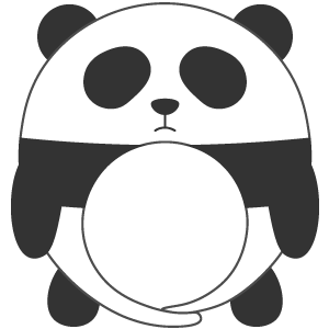 不機嫌なパンダ（全身）の被り物（丸顔用・サムネ）