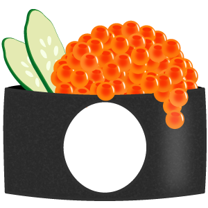 イクラ軍艦巻きの被り物（サムネ・面長顔用）