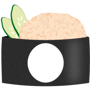 ツナサラダ軍艦巻きの被り物（面長顔用・サムネ）