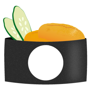 ウニ軍艦巻きの被り物（丸顔用・サムネ）