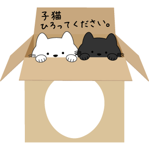 捨て猫が入った段ボール箱の被り物（面長顔用・サムネイル）