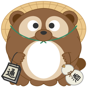 置物の狸の被り物（面長顔用・サムネ）