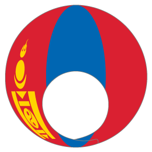 モンゴル国旗の被り物（丸顔用・サムネ）