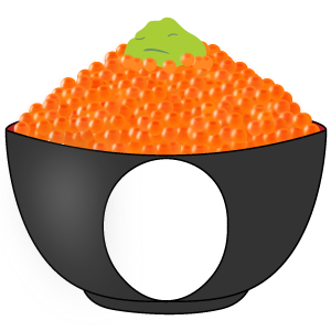 イクラ丼の被り物（面長顔用・サムネ）