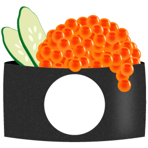 イクラ軍艦巻きの被り物（丸顔用・サムネ）