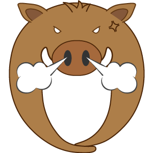 猪突猛進中のイノシシの被り物（面長顔用・サムネ）