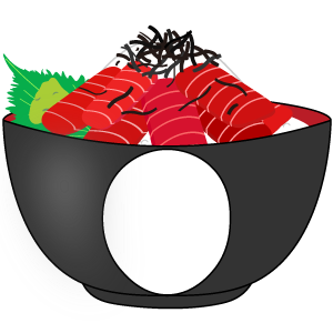 山かけマグロ丼の被り物(面長顔用・サムネ)