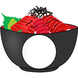 山かけマグロ丼の被り物(丸顔用・サムネ)