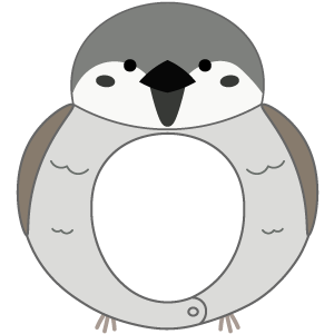 白いすずめの被り物（面長顔用・サムネ）