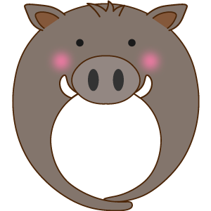 黒いイノシシの被り物（丸顔用・サムネイル）