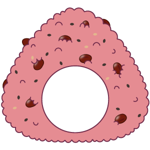 赤飯の三角おにぎりの被り物２（丸顔用・サムネイル）