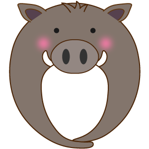 黒いイノシシの被り物（面長顔用・サムネ）