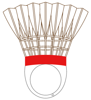 バドミントンのシャトルコック（赤線）の被り物（丸顔用・サムネ）