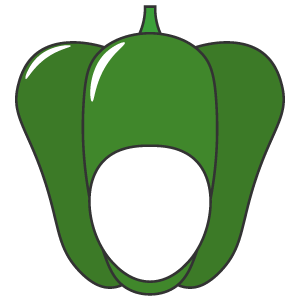 ピーマンの被り物（面長顔用・サムネ）