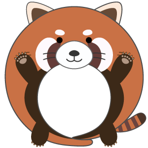 威嚇するレッサーパンダの被り物（丸顔用・サムネ）