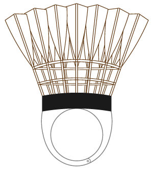 バドミントンのシャトルコック（黒線）の被り物（面長顔用・サムネ）