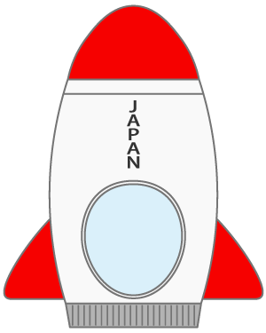 JAPANと書かれたロケットの被り物（丸顔用・サムネ）