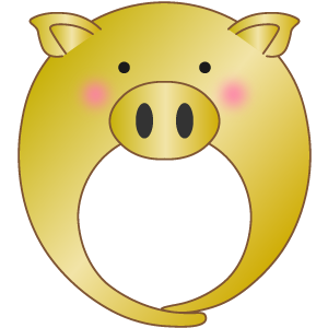 金のブタの被り物（丸顔用・サムネイル）