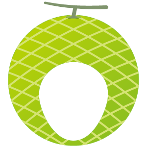 シンプルなメロンの被り物（面長顔用・サムネ）