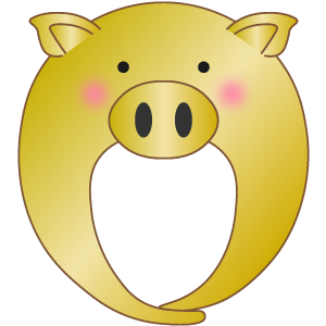 金のブタの被り物（面長顔用・サムネ）