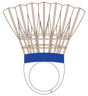 バドミントンのシャトルコック（青線）の被り物（丸顔用・サムネ）