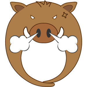 猪突猛進中のイノシシの被り物（丸顔用・サムネイル）