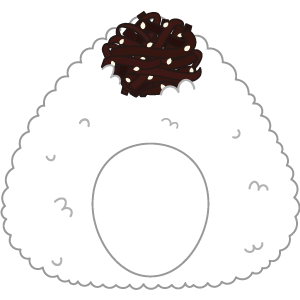 海苔なし昆布おにぎりの被り物２（面長顔用・サムネイル）