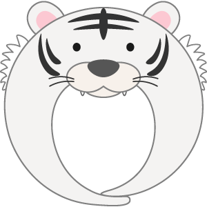 ホワイトタイガーの被り物（面長顔用・サムネイル）