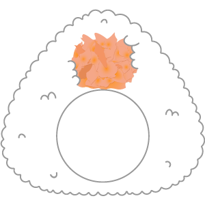 海苔なし・ほぐし身の鮭おにぎり（丸顔用・サムネイル）