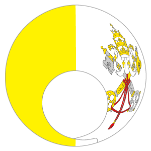 バチカン国旗の被り物（丸顔用・サムネイル）