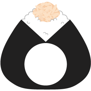 ツナマヨおにぎりの被り物２（丸顔用・サムネイル）