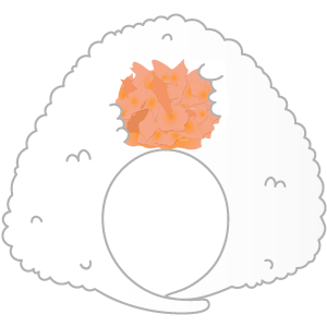 海苔なし・ほぐし身の鮭おにぎり１（面長顔用・サムネ）