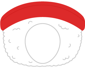 まぐろ握り寿司の被り物（面長顔用・サムネイル）