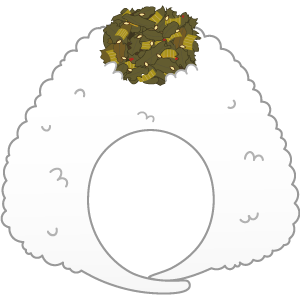 海苔なし高菜おにぎりの被り物１（面長顔用・サムネイル）