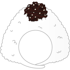 海苔なし昆布おにぎりの被り物１（丸顔用・サムネイル）